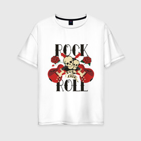 Женская футболка хлопок Oversize с принтом Rock (8) в Санкт-Петербурге, 100% хлопок | свободный крой, круглый ворот, спущенный рукав, длина до линии бедер
 | heavy metal | metal | rocknroll | trash metal | гитары | метал | металл | рок | рок н ролл | рокrock | трэш метал | хеви метал | череп