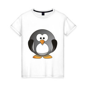 Женская футболка хлопок с принтом Пингвин (4) в Санкт-Петербурге, 100% хлопок | прямой крой, круглый вырез горловины, длина до линии бедер, слегка спущенное плечо | Тематика изображения на принте: 