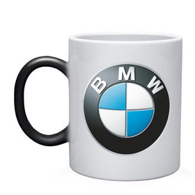 Кружка хамелеон с принтом BMW в Санкт-Петербурге, керамика | меняет цвет при нагревании, емкость 330 мл | Тематика изображения на принте: bmw | авто | авто2012 | автомобиль | бмв | бренд | логотип | машина
