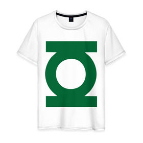 Мужская футболка хлопок с принтом Зеленый фонарь в Санкт-Петербурге, 100% хлопок | прямой крой, круглый вырез горловины, длина до линии бедер, слегка спущенное плечо. | зеленый фонарь