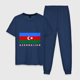 Мужская пижама хлопок с принтом Азербайджан в Санкт-Петербурге, 100% хлопок | брюки и футболка прямого кроя, без карманов, на брюках мягкая резинка на поясе и по низу штанин
 | Тематика изображения на принте: azerbaijan | azerbaijan map | jan jan azerbaijan
азербайджан | map | азербайджанец | карта азербайджана