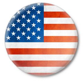Значок с принтом Флаг США в Санкт-Петербурге,  металл | круглая форма, металлическая застежка в виде булавки | Тематика изображения на принте: america | usa | америка | вашингтон | нью йорк | сша | флаг | штаты