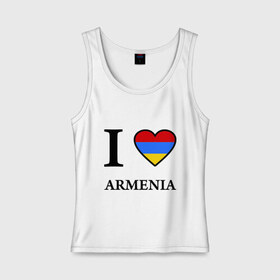 Женская майка хлопок с принтом I love Armenia в Санкт-Петербурге, 95% хлопок, 5% эластан |  | armenia | армению | армения | армяне | армянин | ереван | люблю | флаг