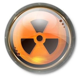 Значок с принтом Радиоактивная опасность в Санкт-Петербурге,  металл | круглая форма, металлическая застежка в виде булавки | Тематика изображения на принте: прикольные рисунки | радиация | радиоактивная | эмблема