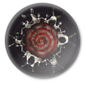 Значок с принтом SAW - игра на выживание в Санкт-Петербурге,  металл | круглая форма, металлическая застежка в виде булавки | Тематика изображения на принте: saw | игра на выживание | пила | триллер | ужасы
