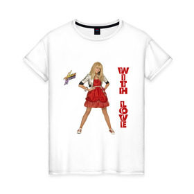 Женская футболка хлопок с принтом Hannah Montana в Санкт-Петербурге, 100% хлопок | прямой крой, круглый вырез горловины, длина до линии бедер, слегка спущенное плечо | hannah montana | хана монтана | ханна монтана