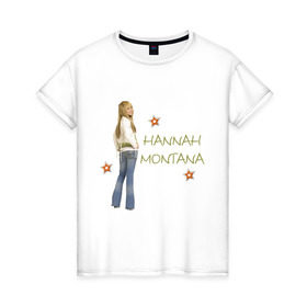 Женская футболка хлопок с принтом Ханна Монтана в Санкт-Петербурге, 100% хлопок | прямой крой, круглый вырез горловины, длина до линии бедер, слегка спущенное плечо | hannah montana | хана монтана | ханна монтана