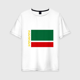 Женская футболка хлопок Oversize с принтом Чечня 95 регион в Санкт-Петербурге, 100% хлопок | свободный крой, круглый ворот, спущенный рукав, длина до линии бедер
 | 95 | кавказ | регион | флаг | чеченец | чеченский | чеченцы | чечня | чичня