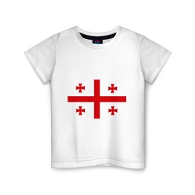 Детская футболка хлопок с принтом Грузия в Санкт-Петербурге, 100% хлопок | круглый вырез горловины, полуприлегающий силуэт, длина до линии бедер | грузии | грузин | грузины | грузия | флаг