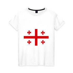 Женская футболка хлопок с принтом Грузия в Санкт-Петербурге, 100% хлопок | прямой крой, круглый вырез горловины, длина до линии бедер, слегка спущенное плечо | грузии | грузин | грузины | грузия | флаг