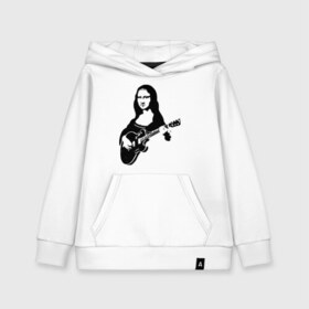 Детская толстовка хлопок с принтом Мона лиза с гитарой в Санкт-Петербурге, 100% хлопок | Круглый горловой вырез, эластичные манжеты, пояс, капюшен | гитара