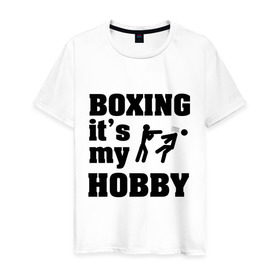 Мужская футболка хлопок с принтом Бокс - это мое хобби в Санкт-Петербурге, 100% хлопок | прямой крой, круглый вырез горловины, длина до линии бедер, слегка спущенное плечо. | Тематика изображения на принте: емельяненко