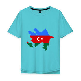 Мужская футболка хлопок Oversize с принтом Azerbaijan map в Санкт-Петербурге, 100% хлопок | свободный крой, круглый ворот, “спинка” длиннее передней части | azerbaijan | azerbaijan map | map | азербайджан | азербайджанец | карта азербайджана