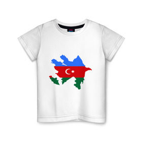 Детская футболка хлопок с принтом Azerbaijan map в Санкт-Петербурге, 100% хлопок | круглый вырез горловины, полуприлегающий силуэт, длина до линии бедер | azerbaijan | azerbaijan map | map | азербайджан | азербайджанец | карта азербайджана