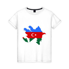 Женская футболка хлопок с принтом Azerbaijan map в Санкт-Петербурге, 100% хлопок | прямой крой, круглый вырез горловины, длина до линии бедер, слегка спущенное плечо | azerbaijan | azerbaijan map | map | азербайджан | азербайджанец | карта азербайджана