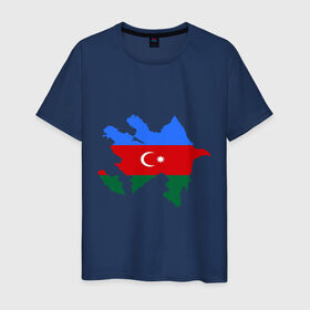 Мужская футболка хлопок с принтом Azerbaijan map в Санкт-Петербурге, 100% хлопок | прямой крой, круглый вырез горловины, длина до линии бедер, слегка спущенное плечо. | azerbaijan | azerbaijan map | map | азербайджан | азербайджанец | карта азербайджана