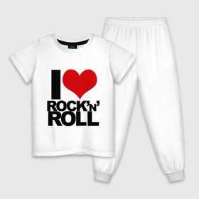 Детская пижама хлопок с принтом I love rock and roll в Санкт-Петербурге, 100% хлопок |  брюки и футболка прямого кроя, без карманов, на брюках мягкая резинка на поясе и по низу штанин
 | i love | rock | rock and roll | сердце | я люблю | я люблю рок н роллrock n roll