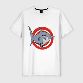 Мужская футболка премиум с принтом Shark (Акула) в Санкт-Петербурге, 92% хлопок, 8% лайкра | приталенный силуэт, круглый вырез ворота, длина до линии бедра, короткий рукав | 