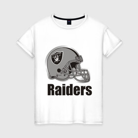 Женская футболка хлопок с принтом Raiders (2) в Санкт-Петербурге, 100% хлопок | прямой крой, круглый вырез горловины, длина до линии бедер, слегка спущенное плечо | freeride | raiders | райдер | райдеры | фрирайд | шлем