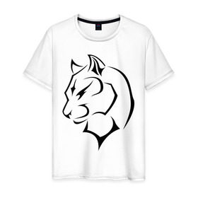 Мужская футболка хлопок с принтом Panther в Санкт-Петербурге, 100% хлопок | прямой крой, круглый вырез горловины, длина до линии бедер, слегка спущенное плечо. | кошачьи | кошка | пантера | хищник