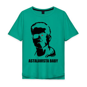 Мужская футболка хлопок Oversize с принтом Терминатор Astalavista Baby в Санкт-Петербурге, 100% хлопок | свободный крой, круглый ворот, “спинка” длиннее передней части | terminator | асталависта | терминатор | шварц | шварценеггер | шварцнеггер