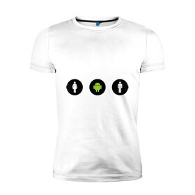 Мужская футболка премиум с принтом Android + м + ж в Санкт-Петербурге, 92% хлопок, 8% лайкра | приталенный силуэт, круглый вырез ворота, длина до линии бедра, короткий рукав | 