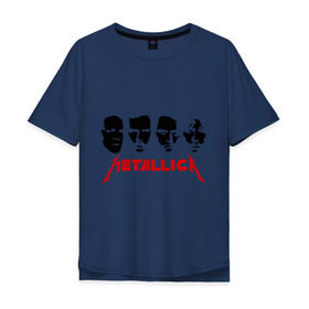 Мужская футболка хлопок Oversize с принтом Metallica (Лица) в Санкт-Петербурге, 100% хлопок | свободный крой, круглый ворот, “спинка” длиннее передней части | Тематика изображения на принте: металлика