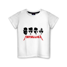 Детская футболка хлопок с принтом Metallica (Лица) в Санкт-Петербурге, 100% хлопок | круглый вырез горловины, полуприлегающий силуэт, длина до линии бедер | металлика