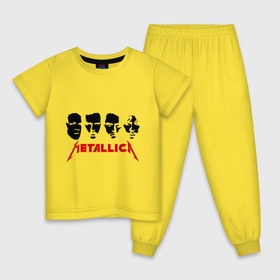 Детская пижама хлопок с принтом Metallica (Лица) в Санкт-Петербурге, 100% хлопок |  брюки и футболка прямого кроя, без карманов, на брюках мягкая резинка на поясе и по низу штанин
 | металлика