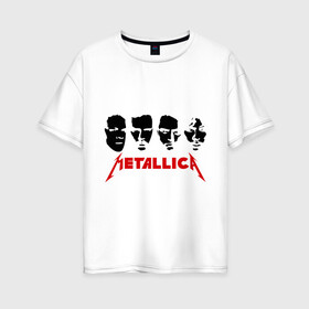Женская футболка хлопок Oversize с принтом Metallica (Лица) в Санкт-Петербурге, 100% хлопок | свободный крой, круглый ворот, спущенный рукав, длина до линии бедер
 | металлика
