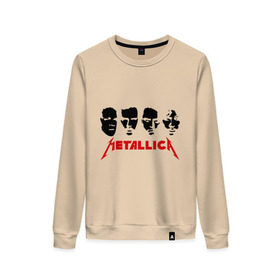 Женский свитшот хлопок с принтом Metallica (Лица) в Санкт-Петербурге, 100% хлопок | прямой крой, круглый вырез, на манжетах и по низу широкая трикотажная резинка  | металлика