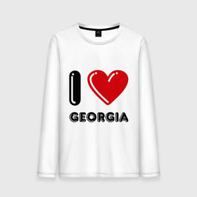 Мужской лонгслив хлопок с принтом I love Georgia в Санкт-Петербурге, 100% хлопок |  | georgia | i love | i love georgia | америка | сша | штат джорджия | я люблю джорджию