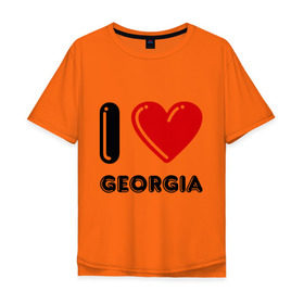 Мужская футболка хлопок Oversize с принтом I love Georgia в Санкт-Петербурге, 100% хлопок | свободный крой, круглый ворот, “спинка” длиннее передней части | georgia | i love | i love georgia | америка | сша | штат джорджия | я люблю джорджию