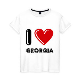 Женская футболка хлопок с принтом I love Georgia в Санкт-Петербурге, 100% хлопок | прямой крой, круглый вырез горловины, длина до линии бедер, слегка спущенное плечо | georgia | i love | i love georgia | америка | сша | штат джорджия | я люблю джорджию