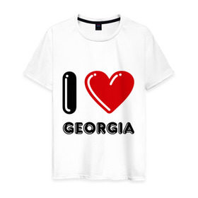 Мужская футболка хлопок с принтом I love Georgia в Санкт-Петербурге, 100% хлопок | прямой крой, круглый вырез горловины, длина до линии бедер, слегка спущенное плечо. | georgia | i love | i love georgia | америка | сша | штат джорджия | я люблю джорджию