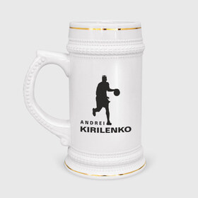 Кружка пивная с принтом Андрей Кириленко баскетболист в Санкт-Петербурге,  керамика (Материал выдерживает высокую температуру, стоит избегать резкого перепада температур) |  объем 630 мл | 