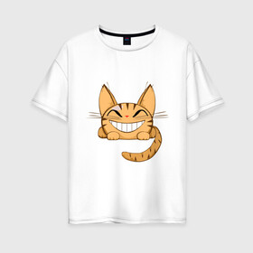 Женская футболка хлопок Oversize с принтом Cat (10) в Санкт-Петербурге, 100% хлопок | свободный крой, круглый ворот, спущенный рукав, длина до линии бедер
 | киса | кот | котенок | котик | котэ | кошка