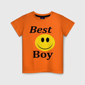 Детская футболка хлопок с принтом Best Boy в Санкт-Петербурге, 100% хлопок | круглый вырез горловины, полуприлегающий силуэт, длина до линии бедер | best | boy | лучший пареньсмайл | смайлик | улыбка | улыбочка
