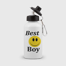 Бутылка спортивная с принтом Best Boy в Санкт-Петербурге, металл | емкость — 500 мл, в комплекте две пластиковые крышки и карабин для крепления | best | boy | лучший пареньсмайл | смайлик | улыбка | улыбочка