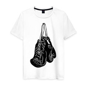 Мужская футболка хлопок с принтом Боксерские перчатки (2) в Санкт-Петербурге, 100% хлопок | прямой крой, круглый вырез горловины, длина до линии бедер, слегка спущенное плечо. | емельяненко