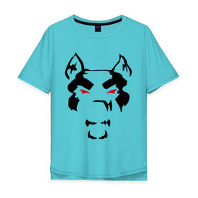 Мужская футболка хлопок Oversize с принтом Злой пёс (mad dog) в Санкт-Петербурге, 100% хлопок | свободный крой, круглый ворот, “спинка” длиннее передней части | Тематика изображения на принте: dog | животные | злой | пес | собака