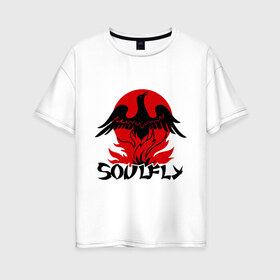 Женская футболка хлопок Oversize с принтом Soulfly (1) в Санкт-Петербурге, 100% хлопок | свободный крой, круглый ворот, спущенный рукав, длина до линии бедер
 | heavy metal | metal | muse | rock | trash metal | альтернатива | квартет | лица | метал | рок | рок группа | рок группы | трэш метал | хеви метал