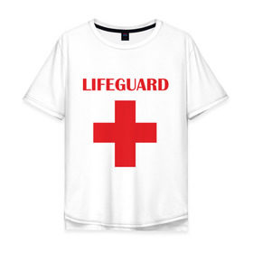 Мужская футболка хлопок Oversize с принтом Спасатель в Санкт-Петербурге, 100% хлопок | свободный крой, круглый ворот, “спинка” длиннее передней части | lifeguard | врачь | доктор | красный крест | медик | медицина | спасатель