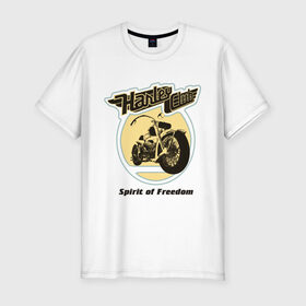 Мужская футболка премиум с принтом Harley Davidson Spirit of freedom в Санкт-Петербурге, 92% хлопок, 8% лайкра | приталенный силуэт, круглый вырез ворота, длина до линии бедра, короткий рукав | harley | harley davidson | harley davidson 