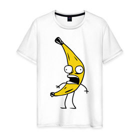 Мужская футболка хлопок с принтом Банана в Санкт-Петербурге, 100% хлопок | прямой крой, круглый вырез горловины, длина до линии бедер, слегка спущенное плечо. | банан