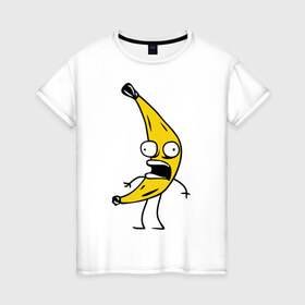 Женская футболка хлопок с принтом Банана в Санкт-Петербурге, 100% хлопок | прямой крой, круглый вырез горловины, длина до линии бедер, слегка спущенное плечо | банан