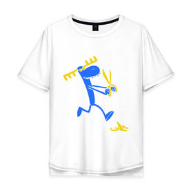 Мужская футболка хлопок Oversize с принтом Смешной олень в Санкт-Петербурге, 100% хлопок | свободный крой, круглый ворот, “спинка” длиннее передней части | лось | олененок | олень | рога