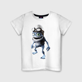 Детская футболка хлопок с принтом Crazy frog в Санкт-Петербурге, 100% хлопок | круглый вырез горловины, полуприлегающий силуэт, длина до линии бедер | Тематика изображения на принте: crazy frog | крейзи фрог | крэйзи фрог | лягушка