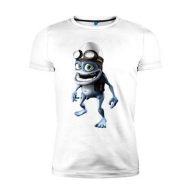 Мужская футболка премиум с принтом Crazy frog в Санкт-Петербурге, 92% хлопок, 8% лайкра | приталенный силуэт, круглый вырез ворота, длина до линии бедра, короткий рукав | crazy frog | крейзи фрог | крэйзи фрог | лягушка