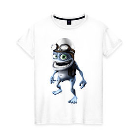 Женская футболка хлопок с принтом Crazy frog в Санкт-Петербурге, 100% хлопок | прямой крой, круглый вырез горловины, длина до линии бедер, слегка спущенное плечо | crazy frog | крейзи фрог | крэйзи фрог | лягушка